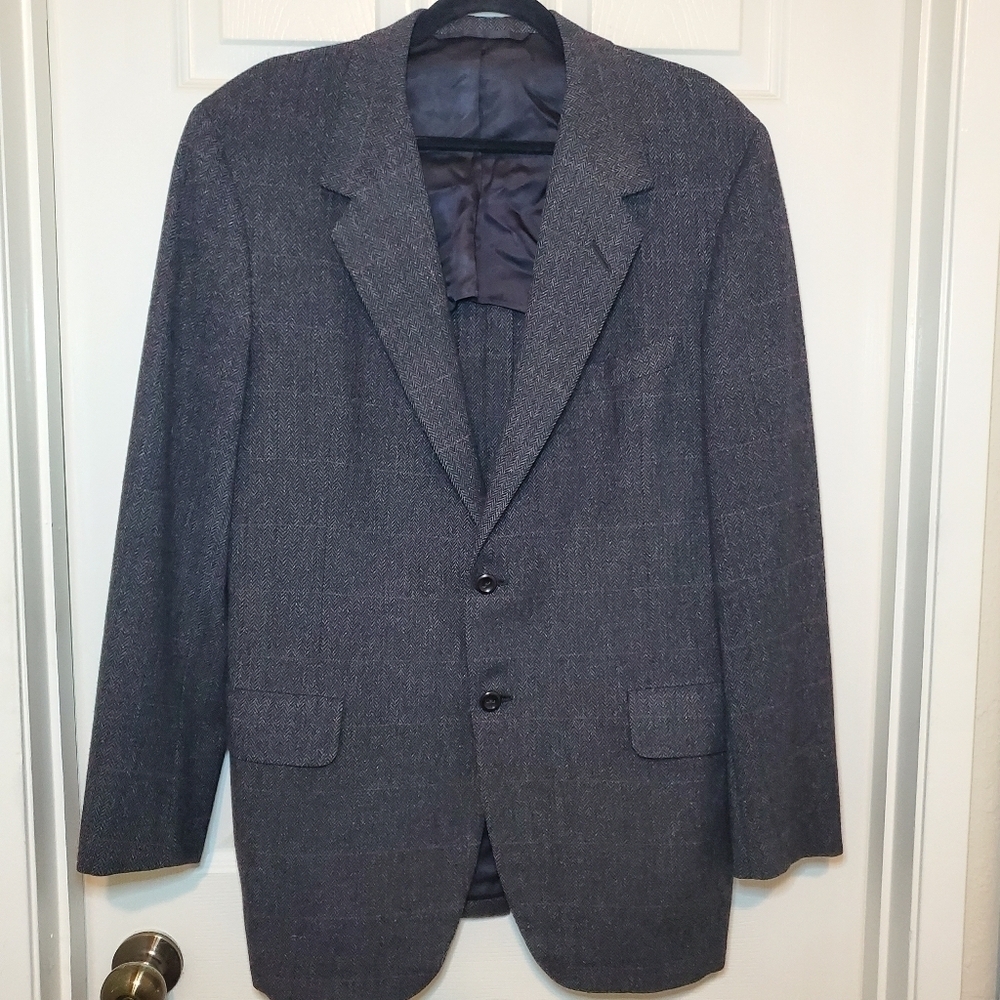 Oxxford Clothes Neiman Marcus Mens 42L Sport Coat Blazer Gray Plaid